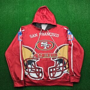 San Francisco 49ers Hoodie Sweatshirt Mens XL Red Graphic Print NFL Football